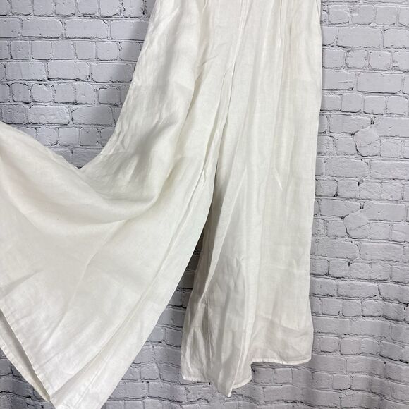 Banana Republic Lina Linen High Rise Pants Super Wide Flood Legs White - Picture 11 of 16